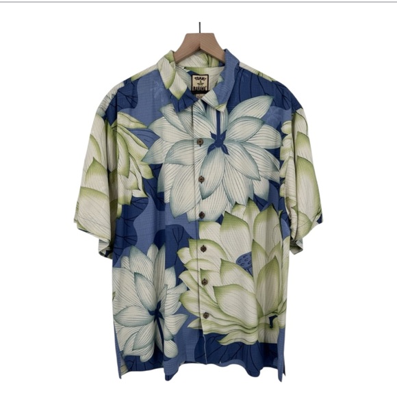 Tommy Bahama Blue and Green Tropical Casual Shirt - Picture 1 of 4